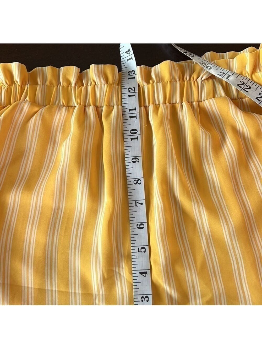 FOREVER 21 Yellow and White Striped Paper Bag High Rise Shorts Size Medium - Picture 9 of 11
